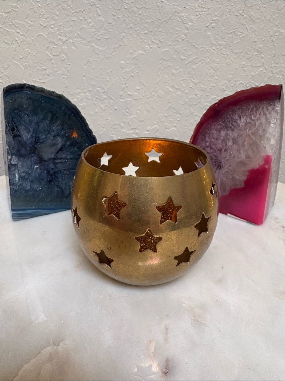 Vintage Brass Celestial Candle Holder